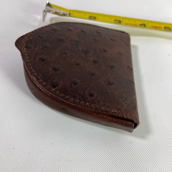 BALENCIAGA Exotic Ostrich Leather Two-Pocket Coin Purse (Dark Brown) - Picture 11 of 12